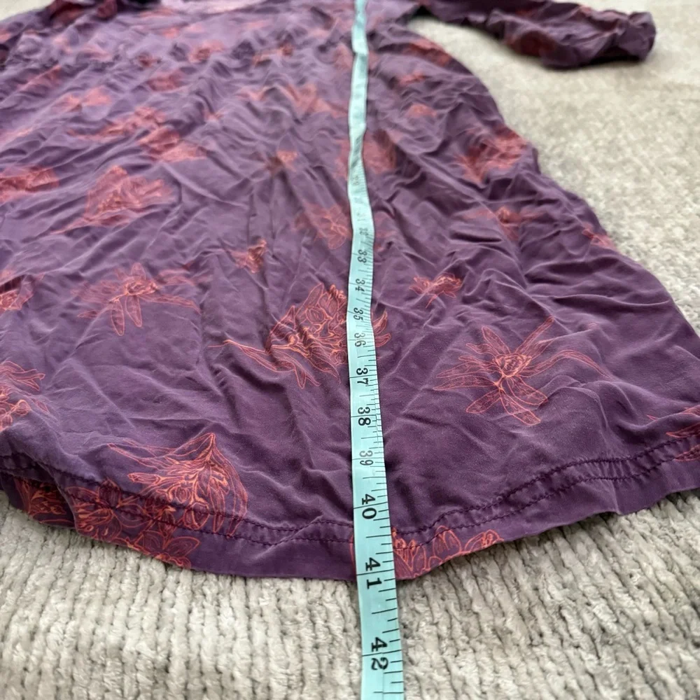 Patagonia Purple Floral V-Neck Dress XL Tencel Long‎ Sleeve Pockets Lightweight
